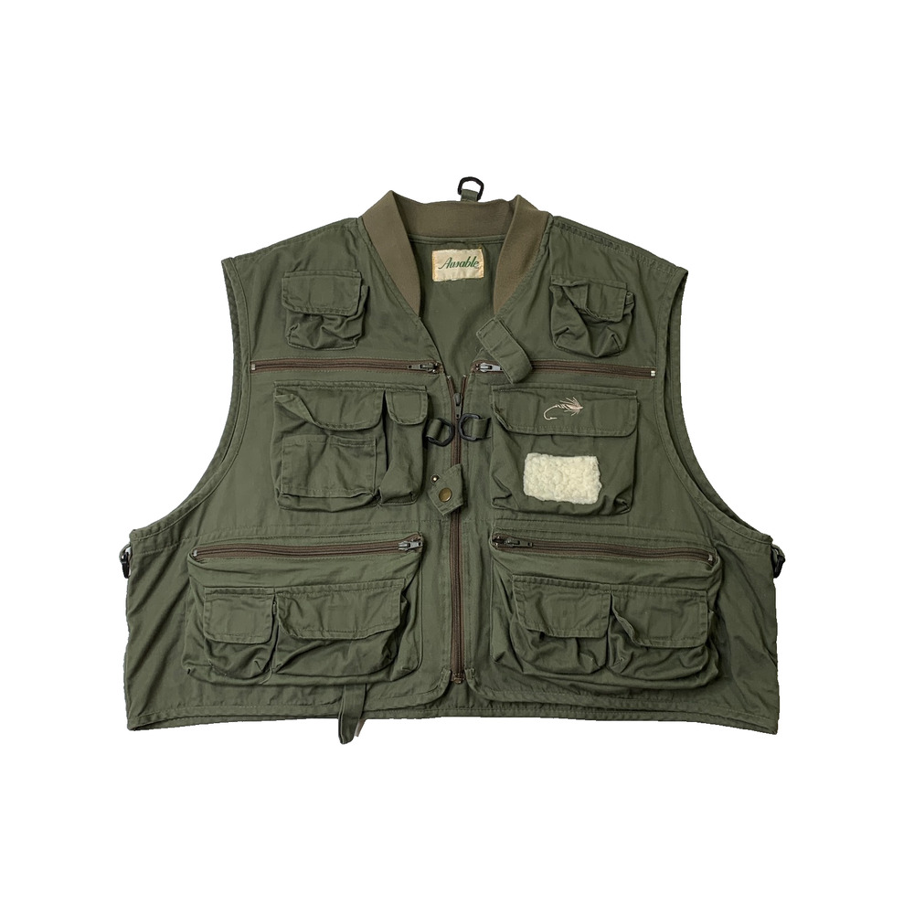 Vintage Ausable Vest Mens 2XL XXL Utility Pocket Full Zip Tactical Fly Fishing